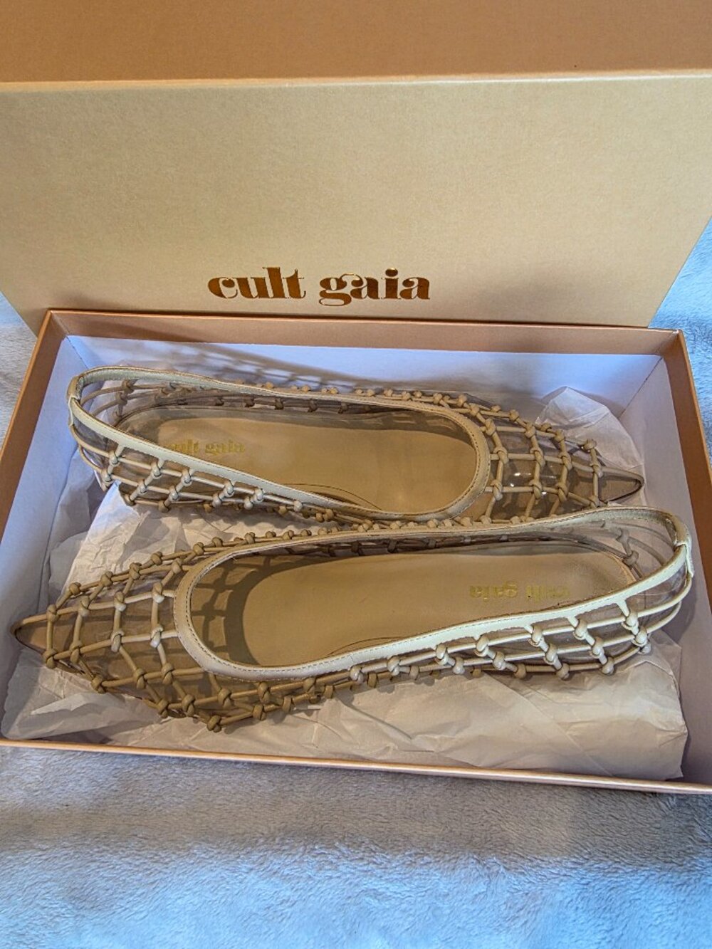 CULT GAIA POINTED TOE MESH & LEATHER KITTEN HEEL PUMPS – SIZE 39.5